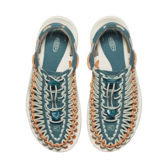 NEW KEEN Uneek Woven Sneakers In Sea Moss/Tangerine Colorway Size 9.5 - Picture 5 of 12